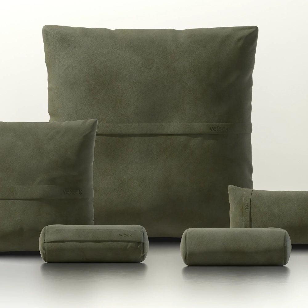 pillow set 4 - leather - olive