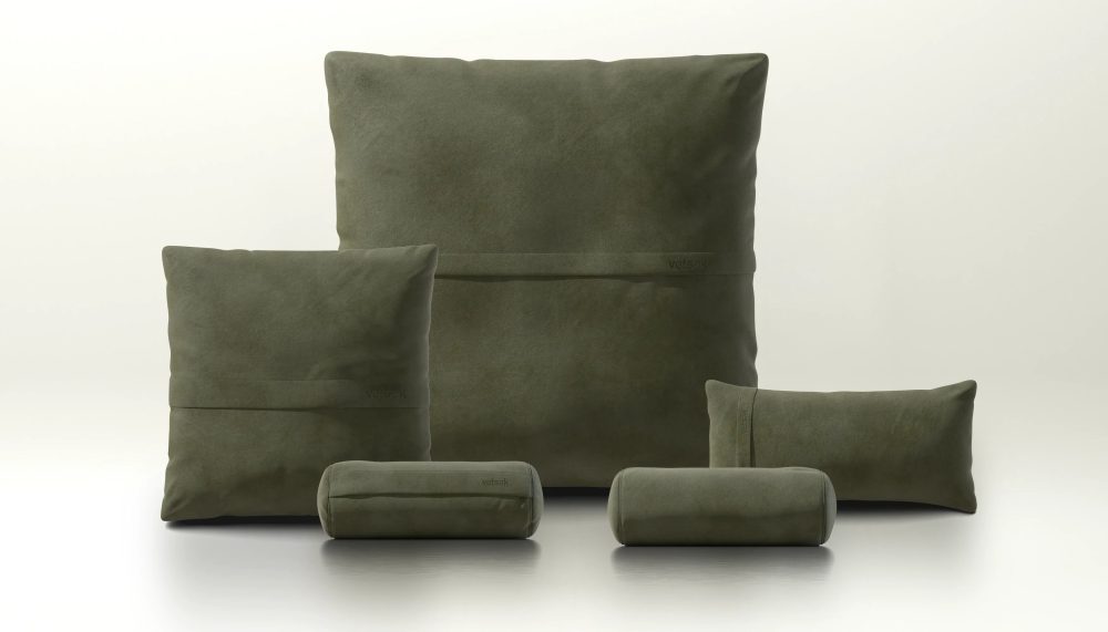 pillow set 4 - leather - olive