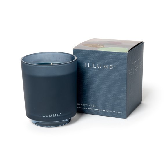 Hidden Lake Box Glass Candle, Blue,
