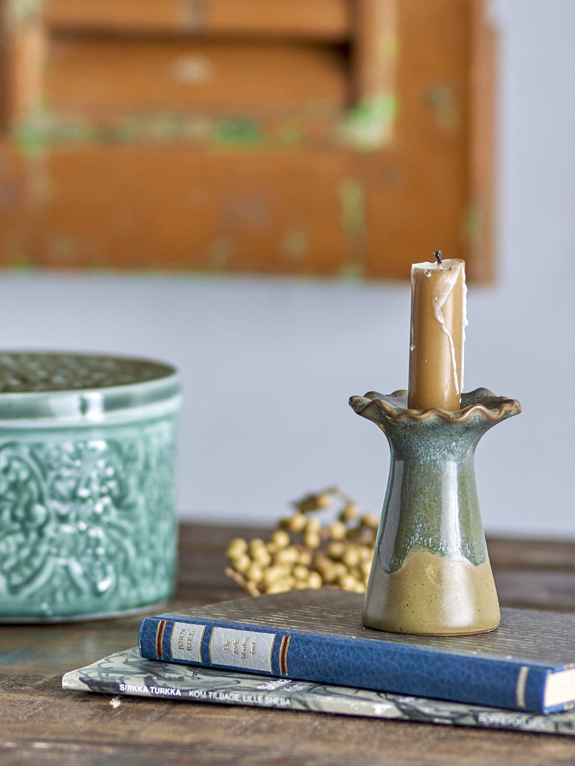 Akeem Candle Holder, Brown, Stoneware - Image 2
