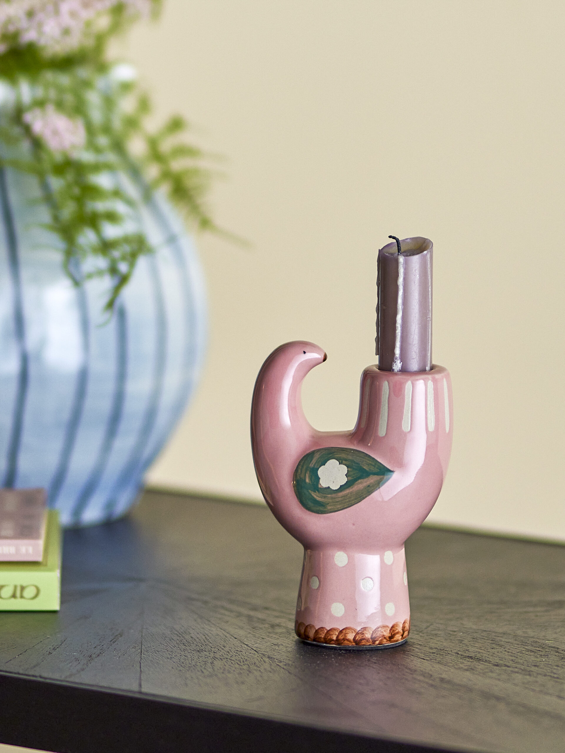 Trudy Candle Holder, Rose, Stoneware - Image 3