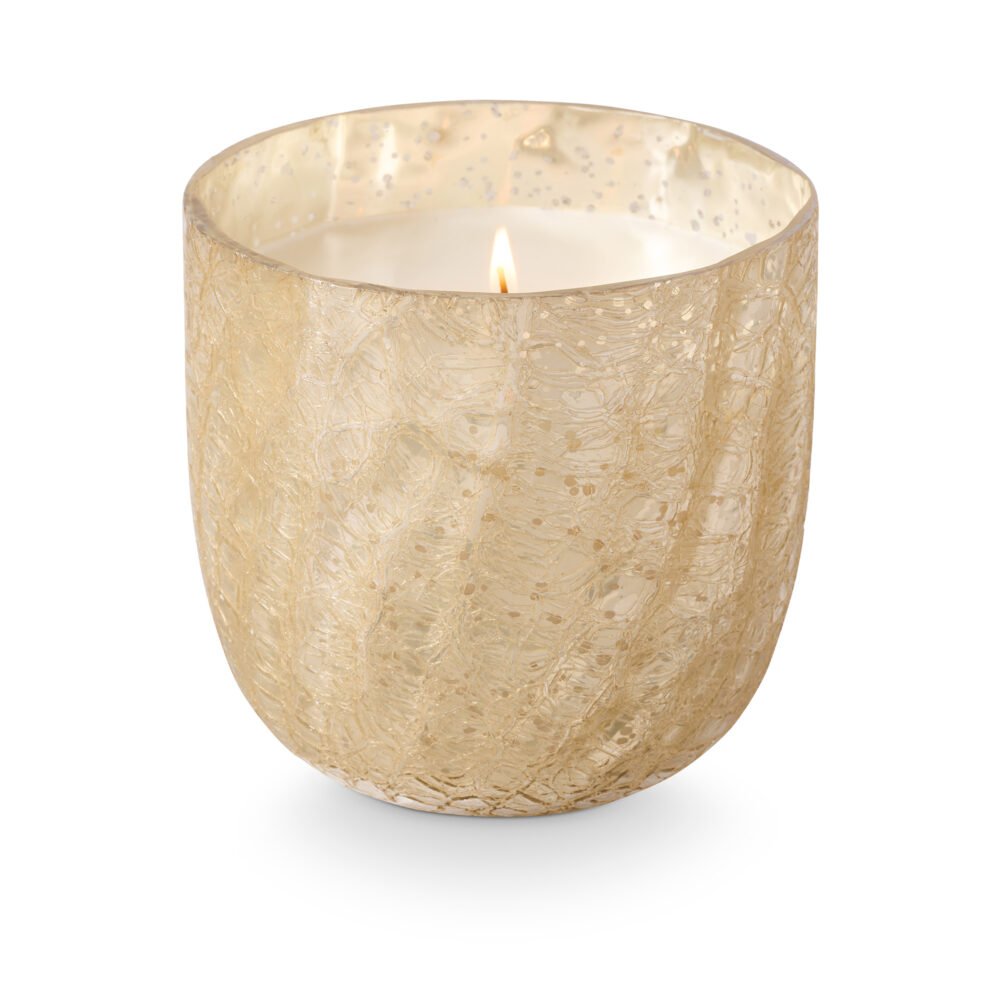 Winter White Crackle Glass Candle, White, - Image 3