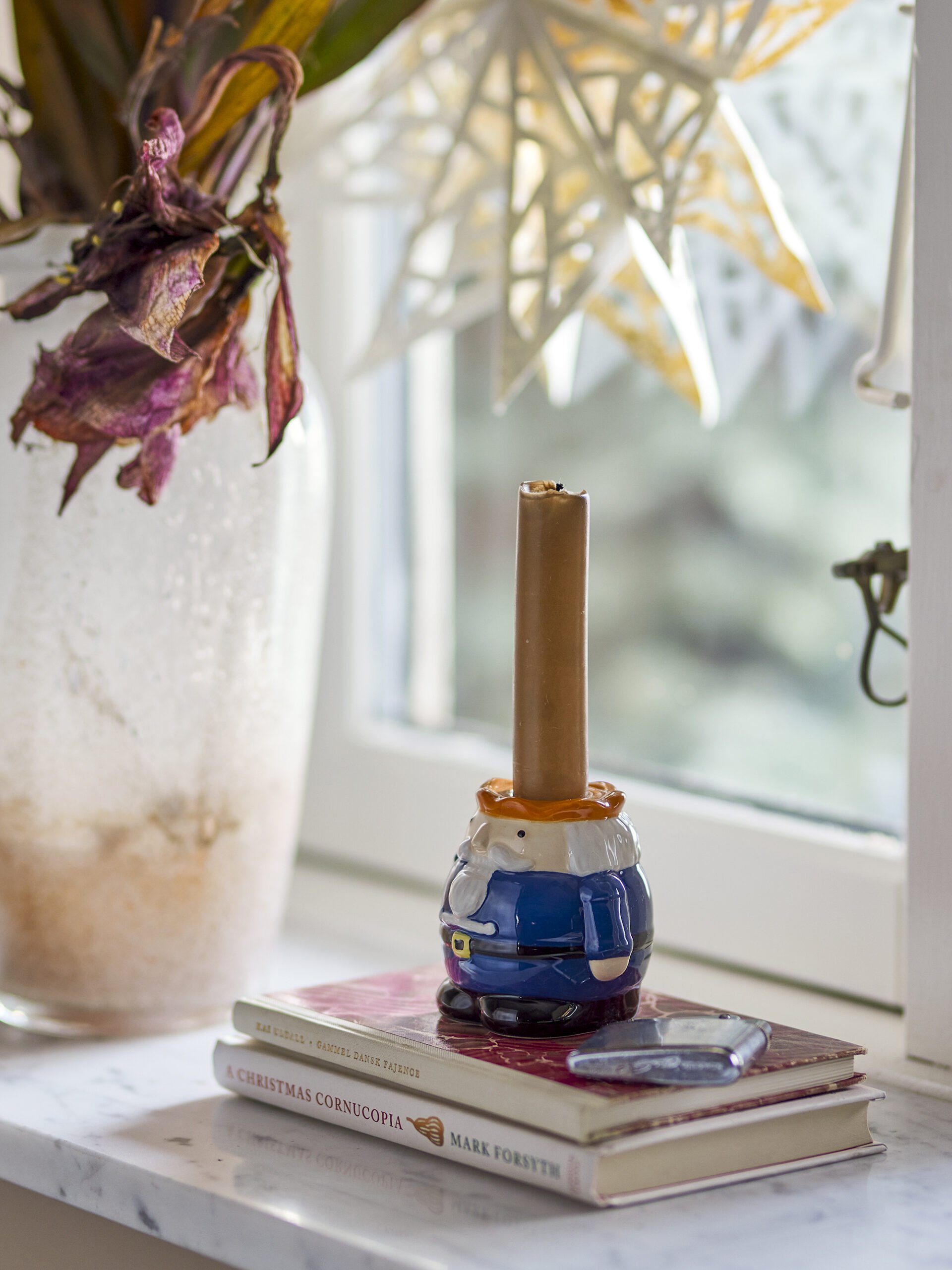 Feast Candle Holder, Blue, Stoneware - Image 3