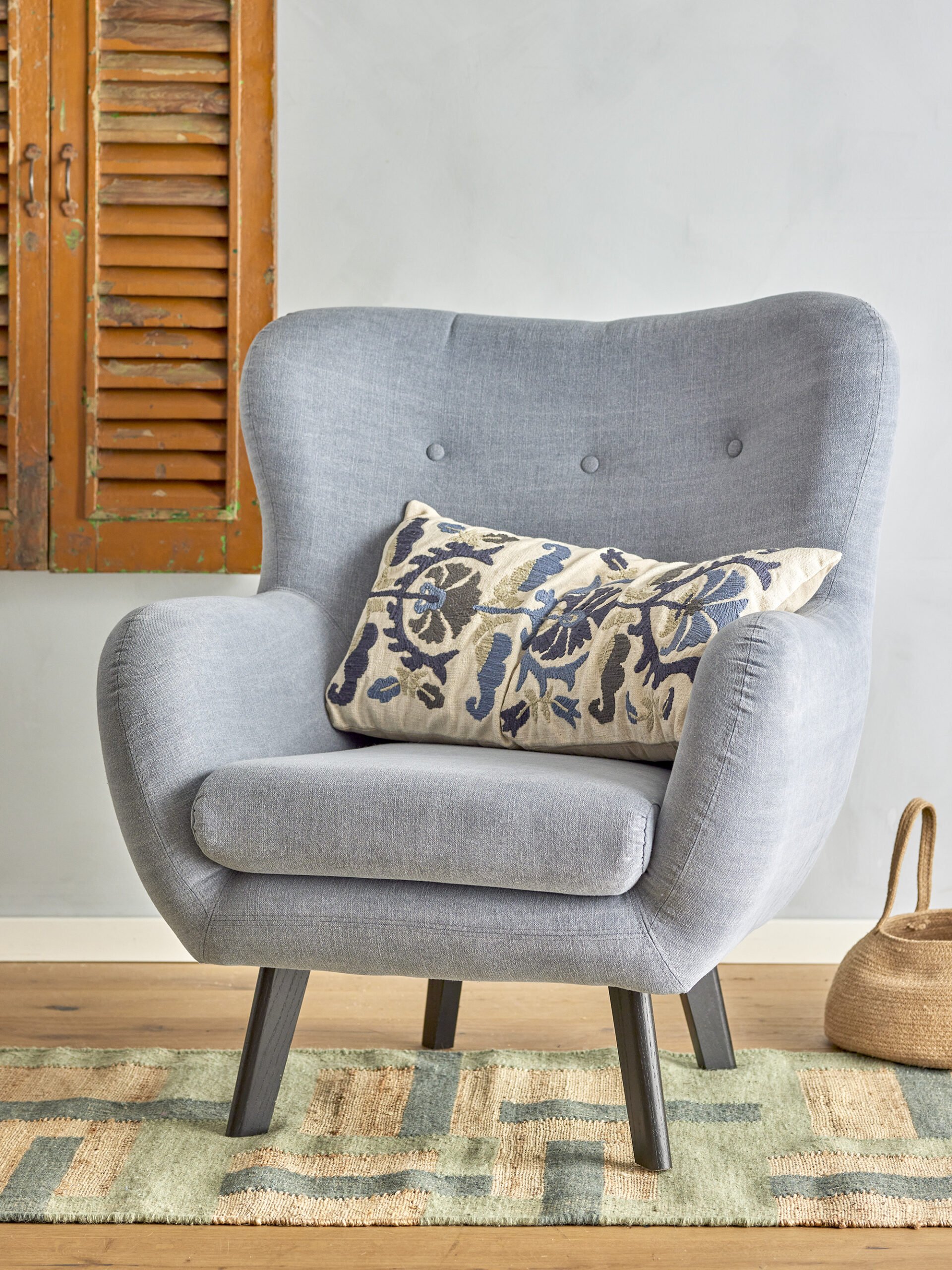 Beau Lounge Chair, Blue, Cotton - Image 5