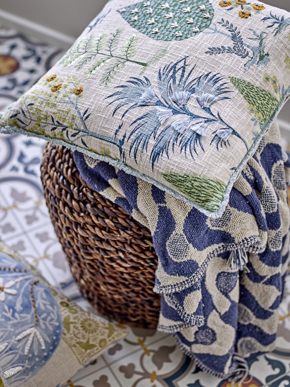 Santena Throw, Blue, Recycled Cotton - Image 5
