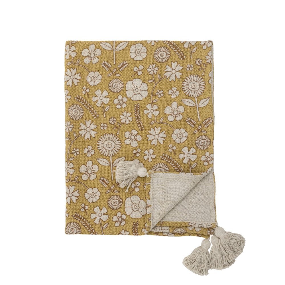 Camille Throw, Yellow, Recycled Cotton