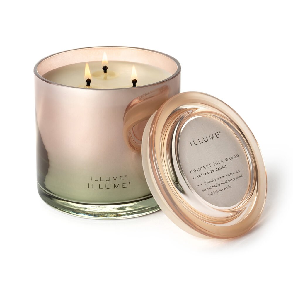Coconut Milk Mango Statement Glass Candle, Rose, - Image 3