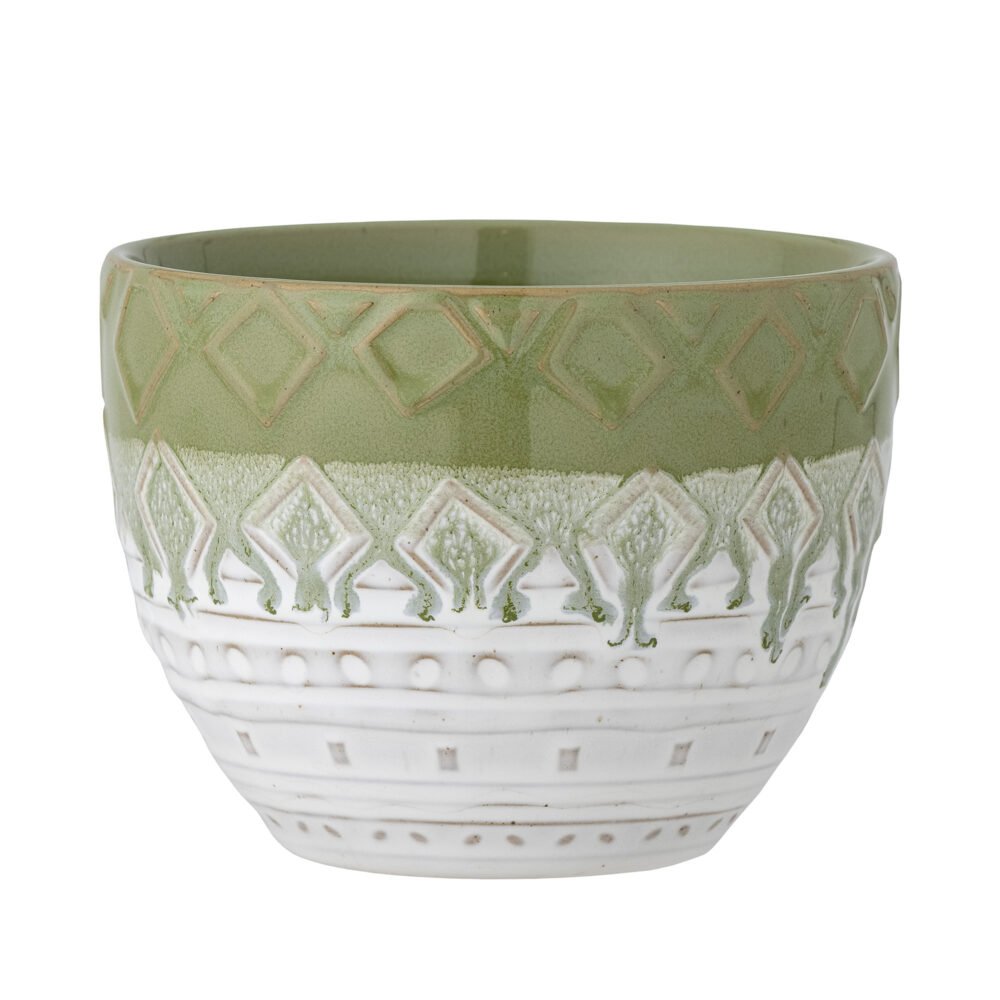 Basel Flowerpot, Green, Stoneware