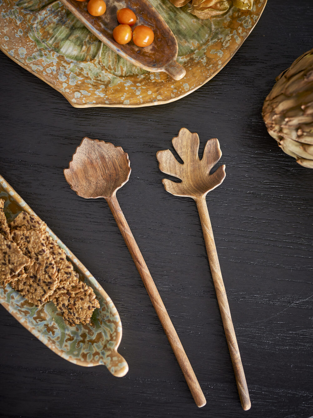 Karol Salad Servers, Brown, Acacia - Image 2