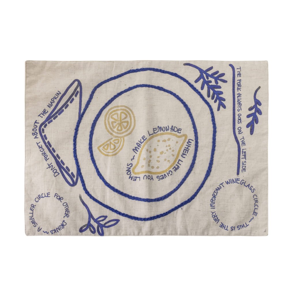 Limone Placemat, Blue, Cotton