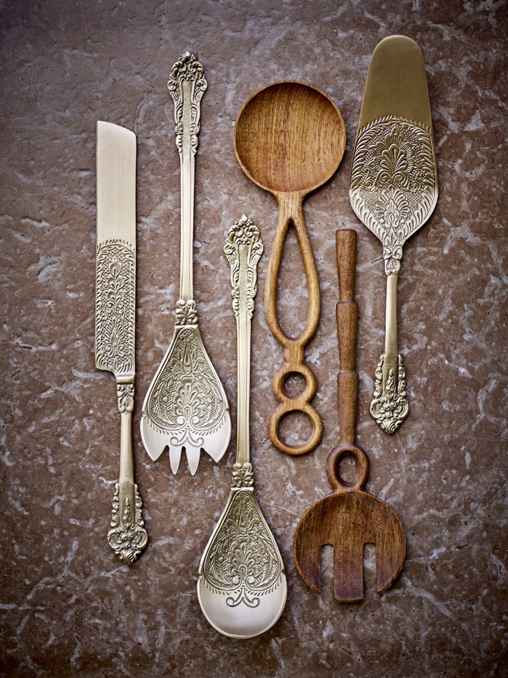 Kalima Salad Servers, Brass, Brass - Image 3