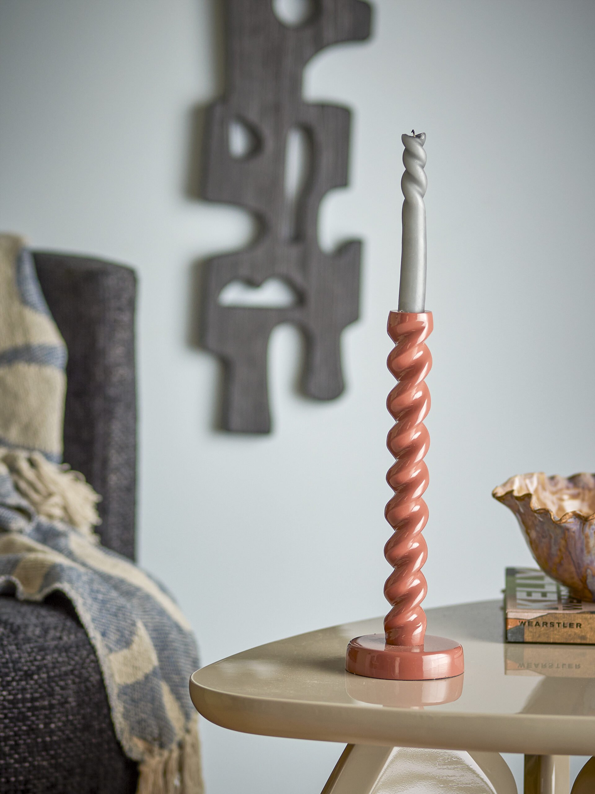 Diza Candle Holder, Brown, Aluminum - Image 3