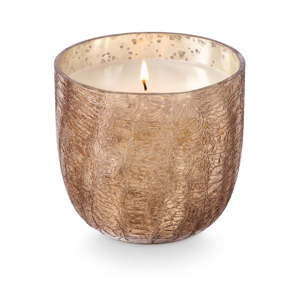 Woodfire Crackle Glass Candle, Brown, - Image 3