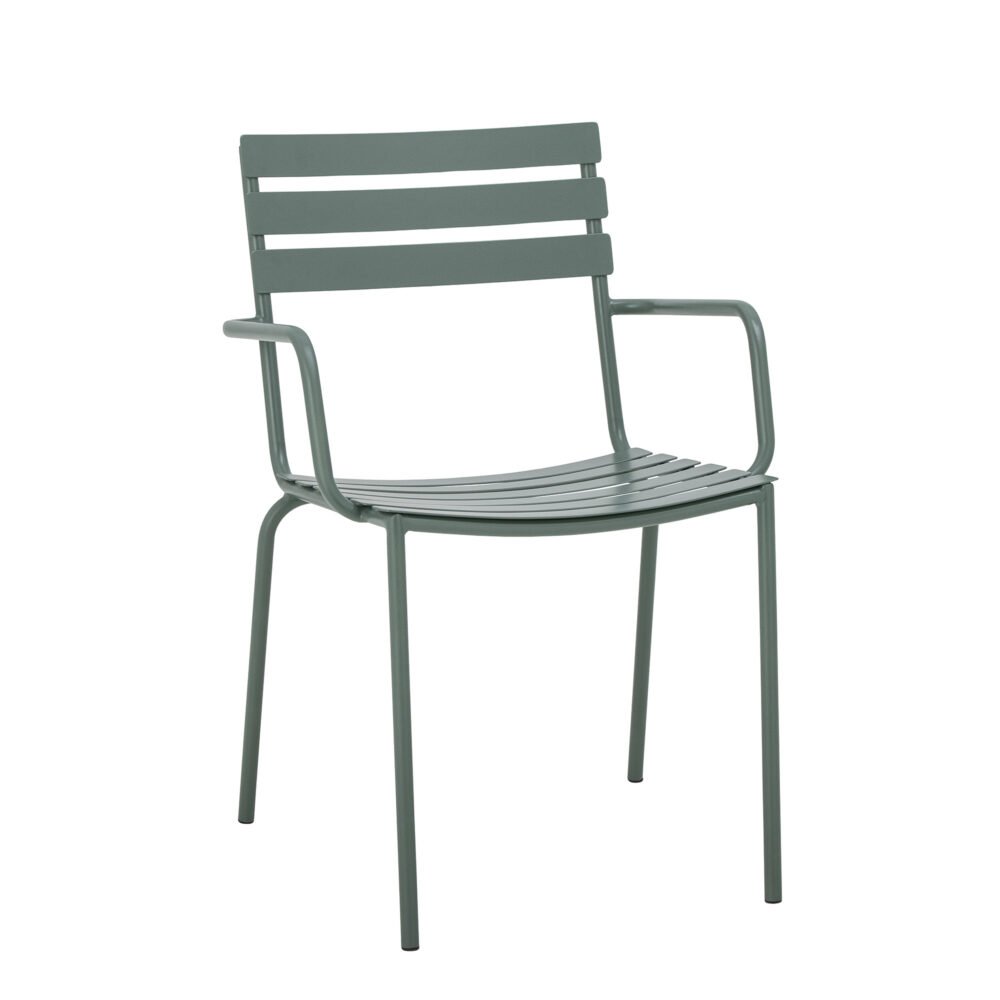 Monsi Dining Chair, Green, Galvanized Metal - Image 3