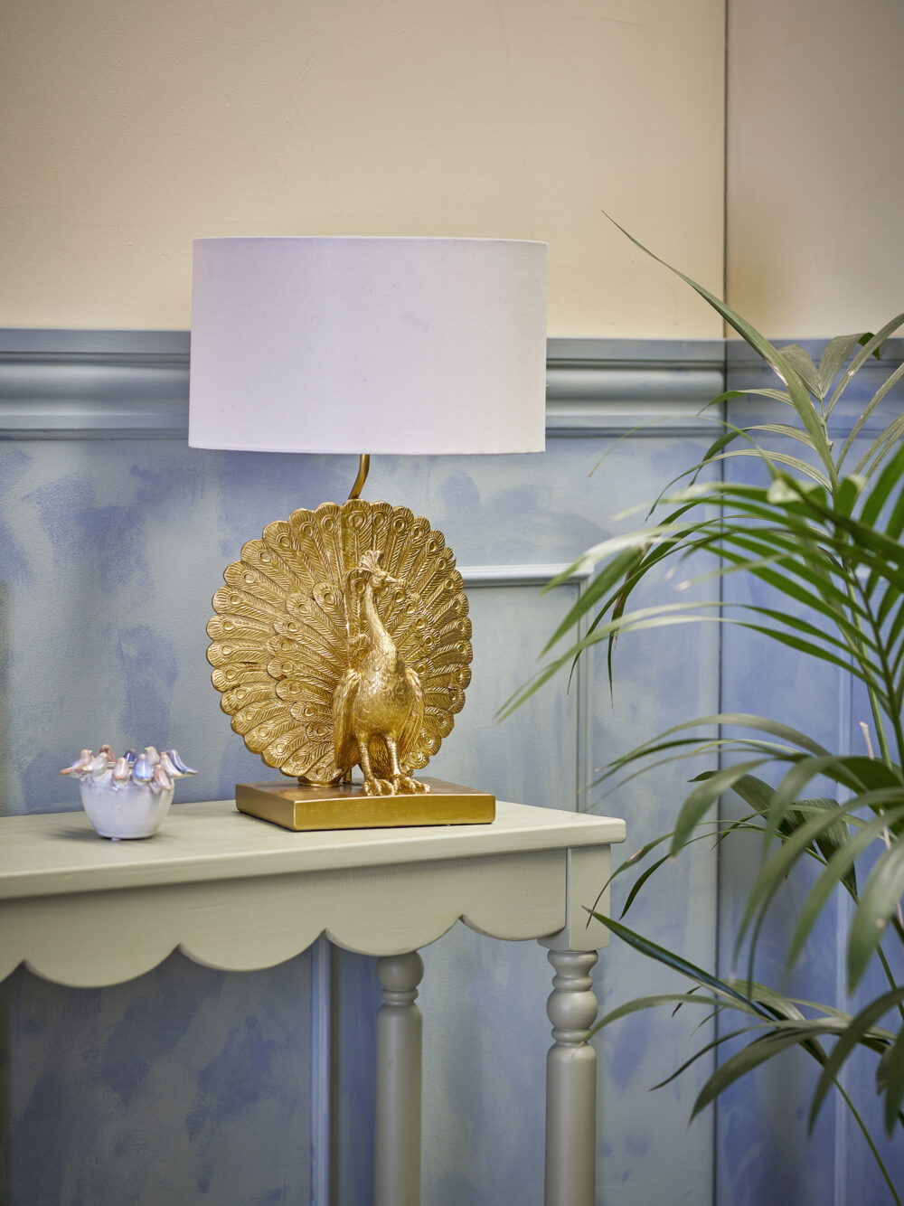 Peacock Table lamp, Gold, Polyresin - Image 3