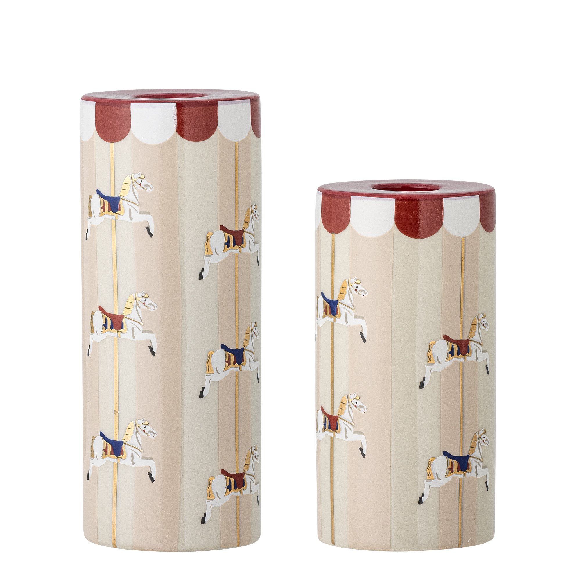 Merry-go-round Candle Holder, Red, Stoneware