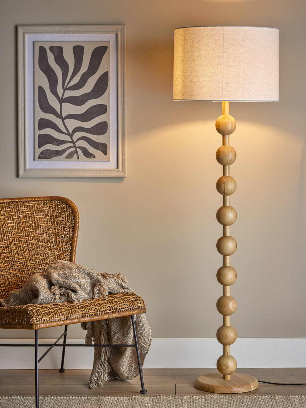 Giacoma Floor Lamp, Nature, Rubberwood - Image 3