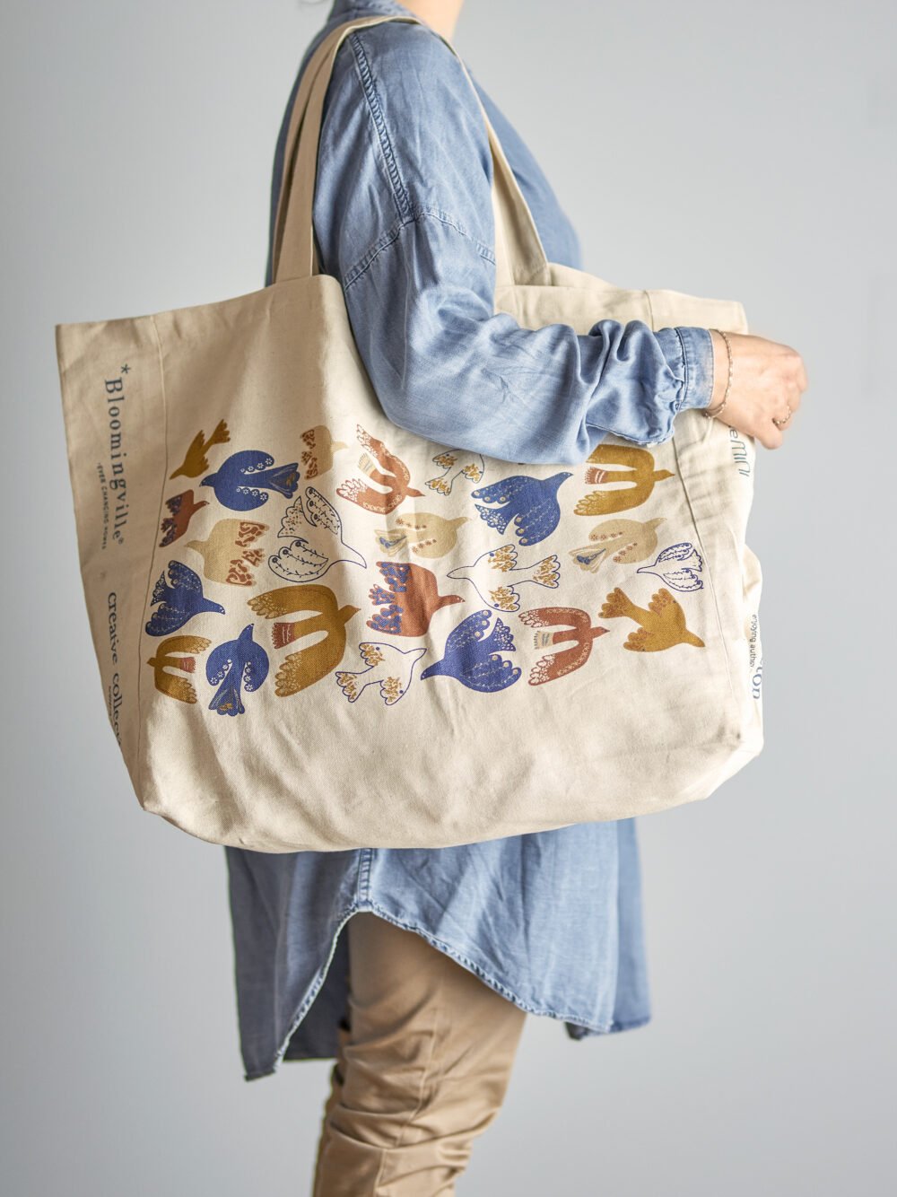 Anniversary Shopping Bag, Brown, Cotton - Image 4