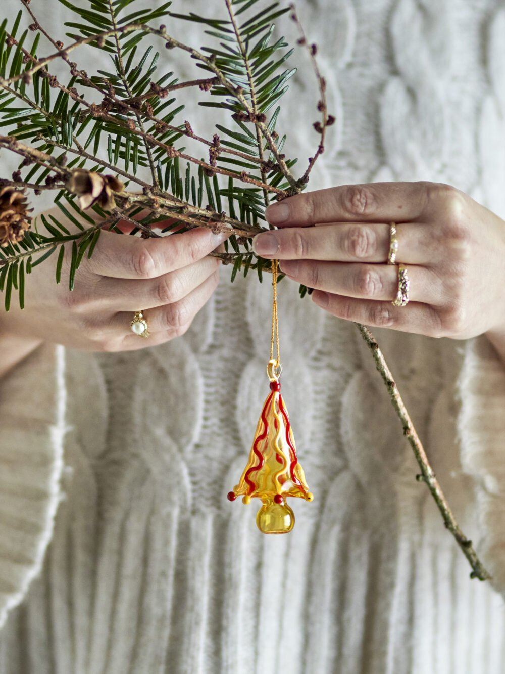 Cherlyn Ornament, Yellow, Glass - Image 2