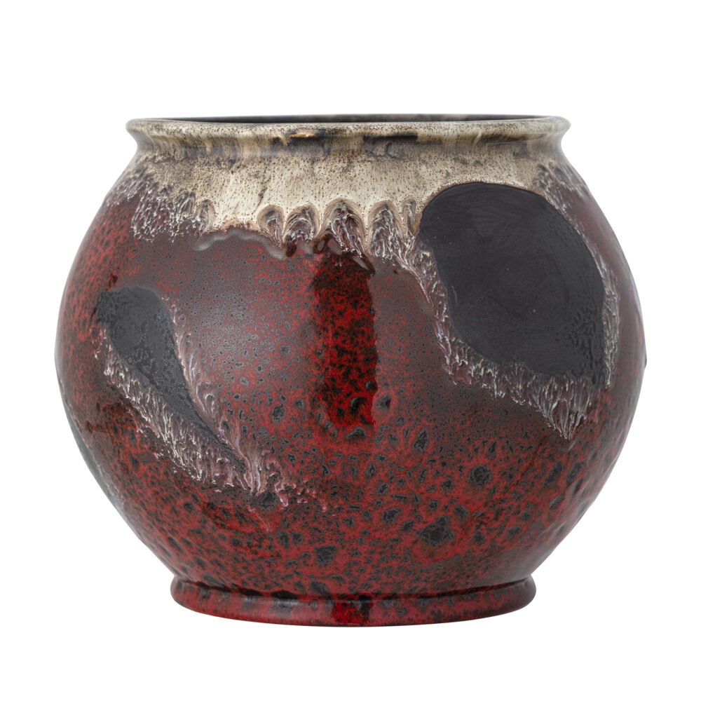 Souha Flowerpot, Red, Stoneware - Image 3