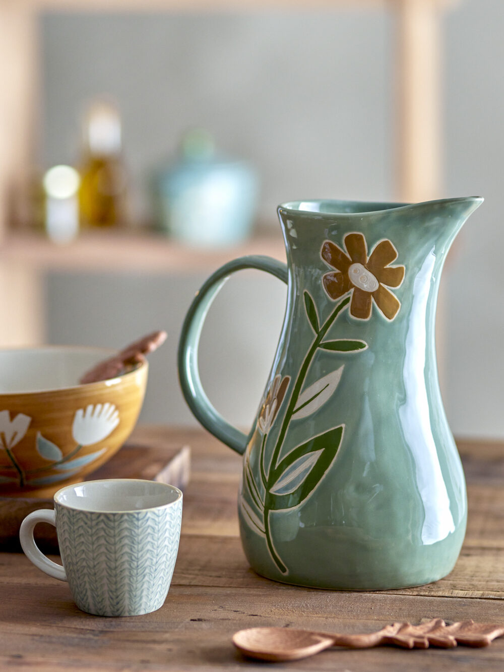Tangier Jug, Green, Stoneware - Image 4
