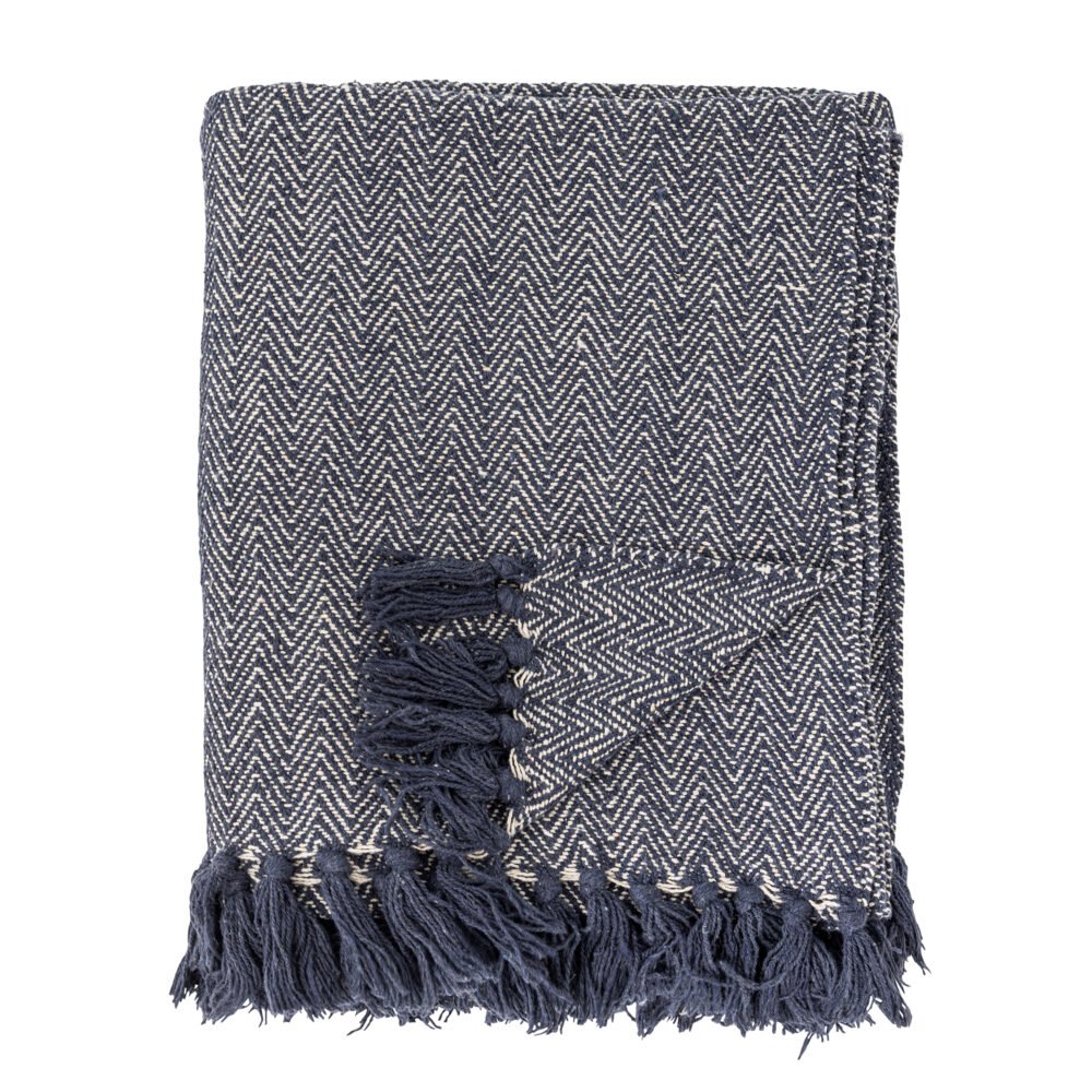 Herringbone Throw, Black, Recycled Cotton