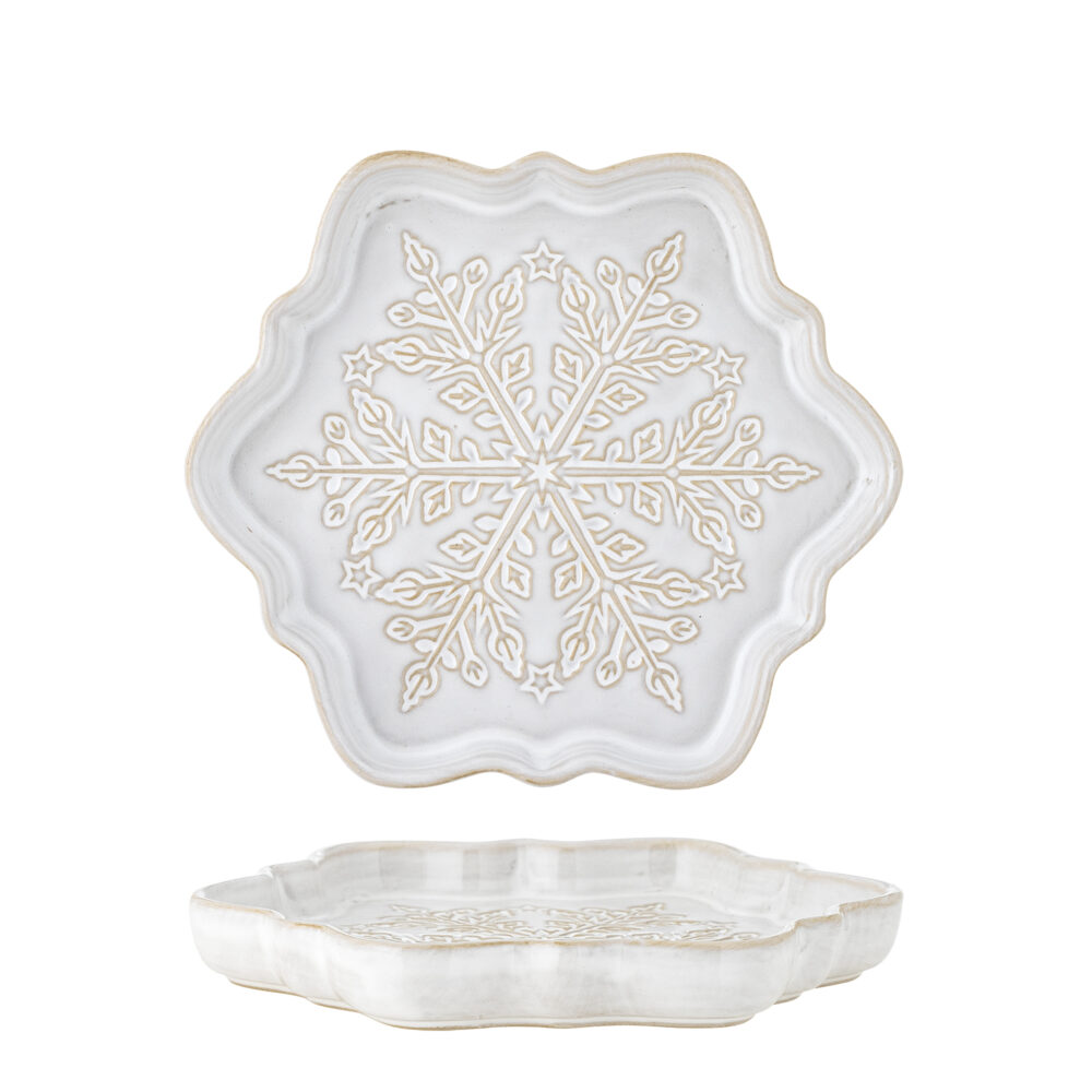 Winter Serving Plate, White, Stoneware
