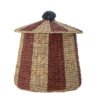 Birsen Basket w/Lid, Red, Water Hyacinth