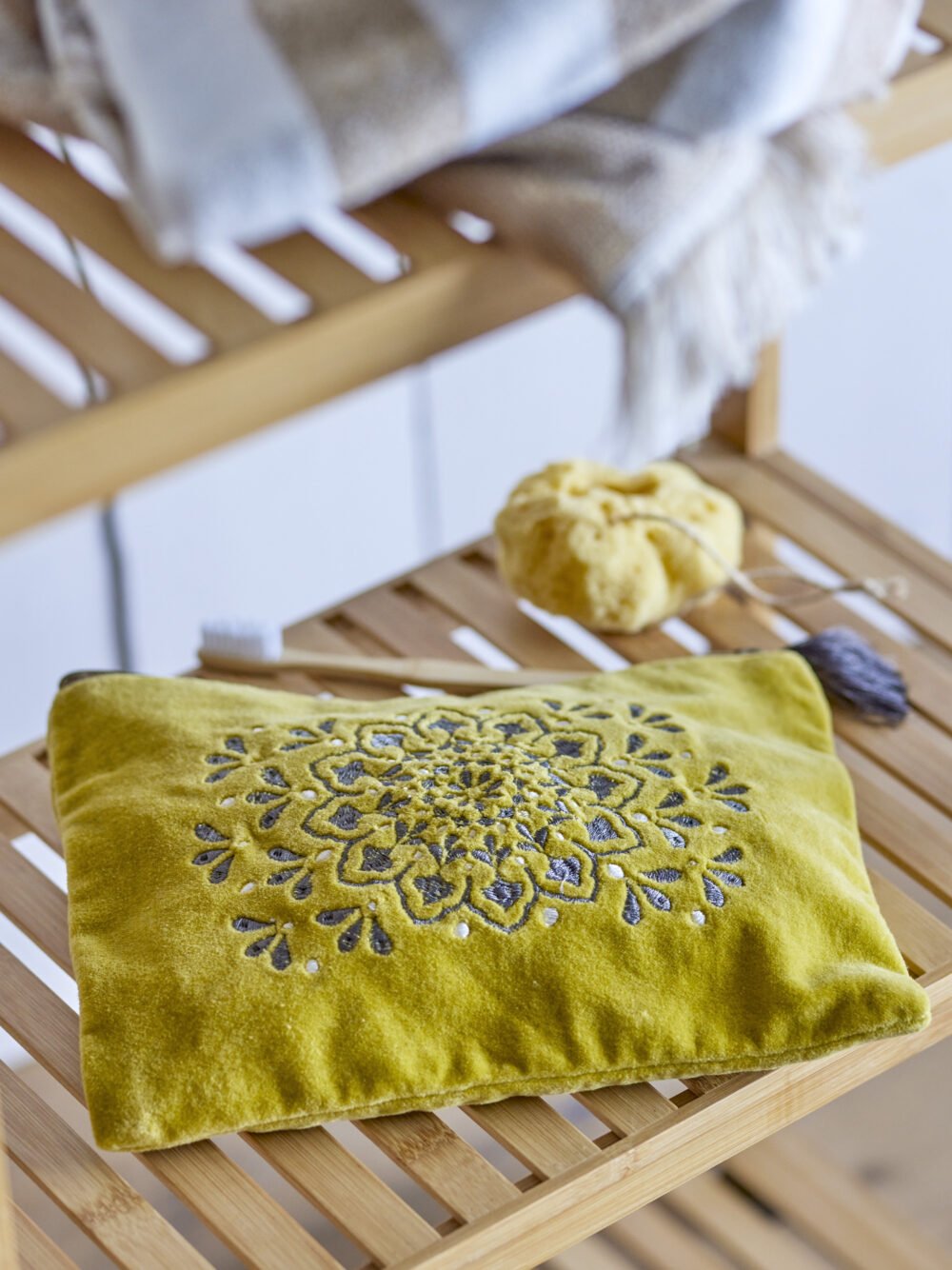 Stefania Cosmetic Bag, Yellow, Cotton - Image 4