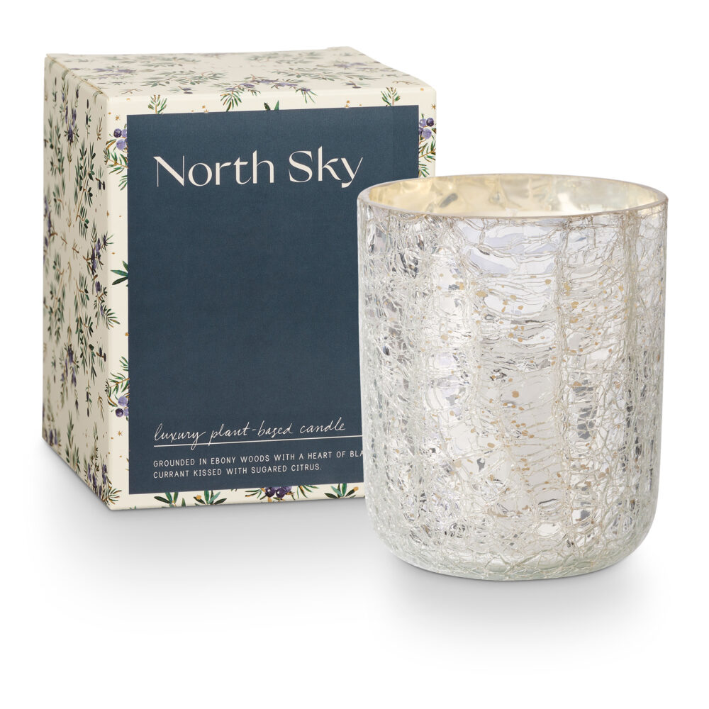 North Sky Crackle Glass Candle, Blue, - Image 4
