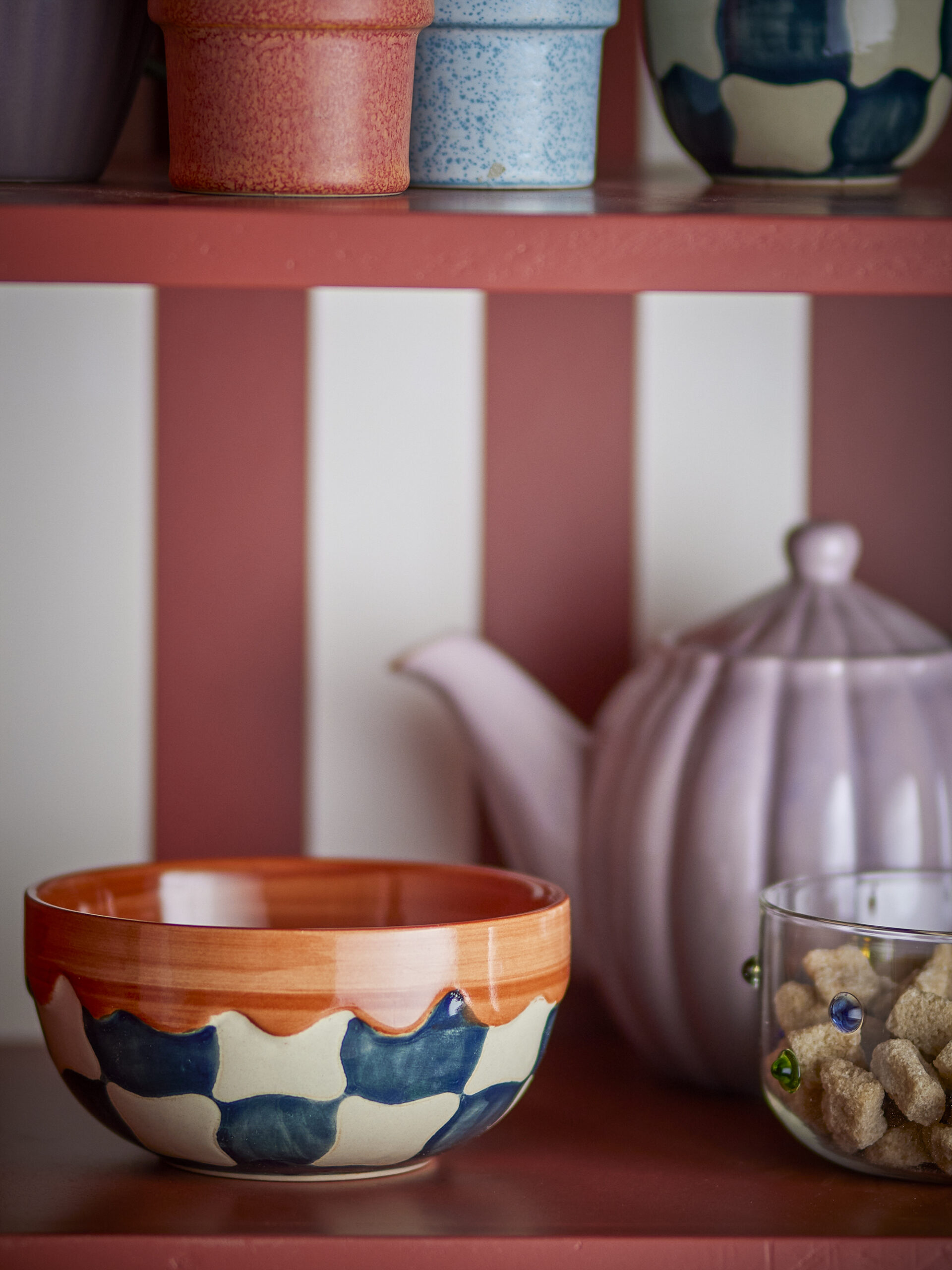 Check Bowl, Blue, Stoneware - Image 3