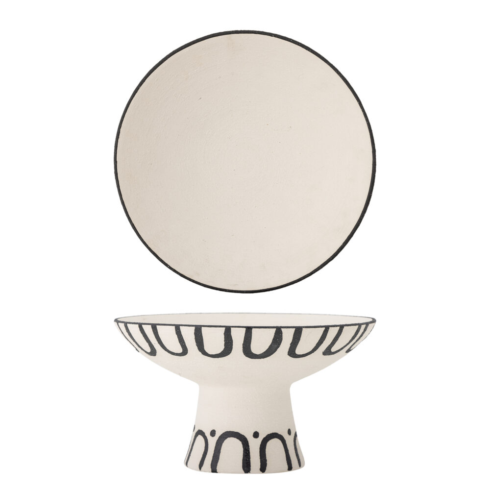 Mayotte Pedestal Bowl, Black, Stoneware