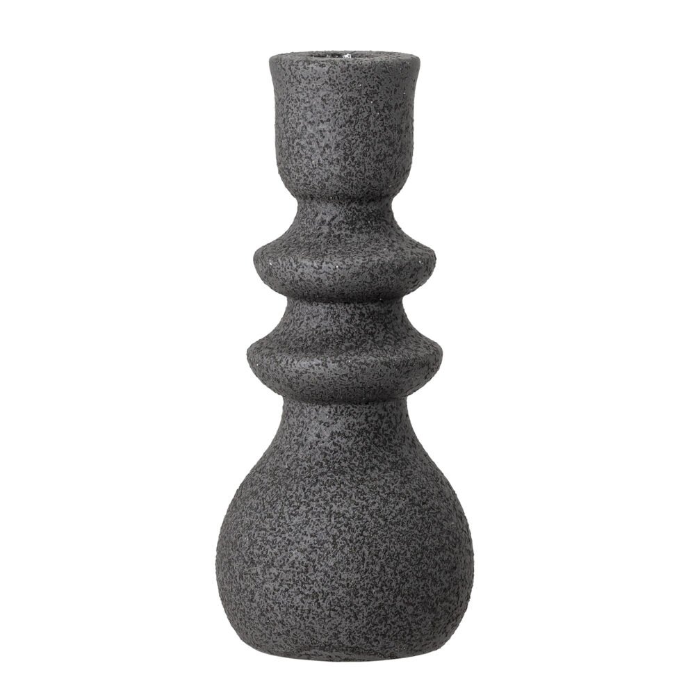 Emie Candle Holder, Black, Stoneware