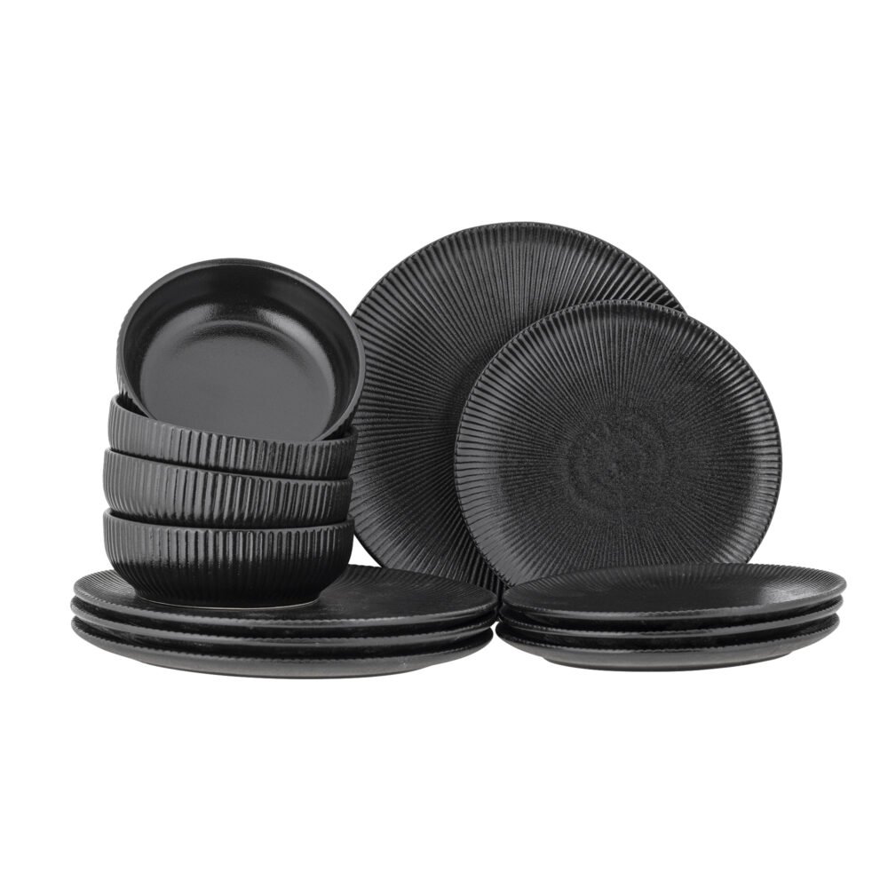 Neri Dinnerware Set, Black, Stoneware