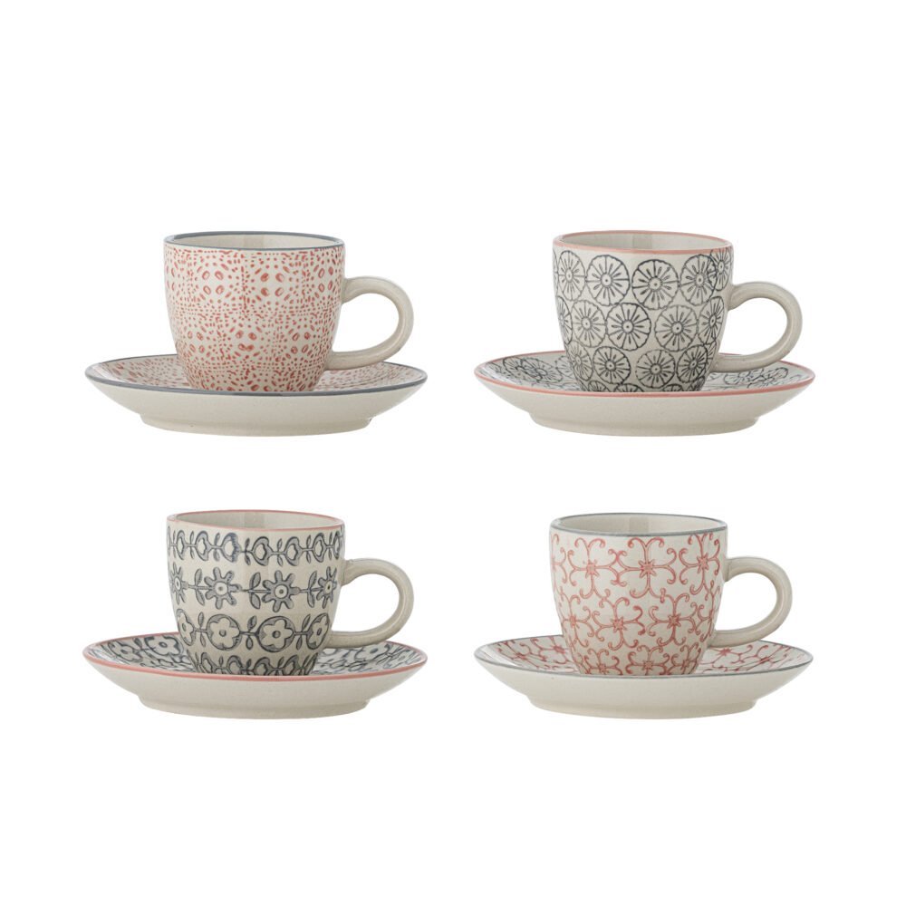 Cécile Espresso Cup w/Saucer, Rose, Stoneware