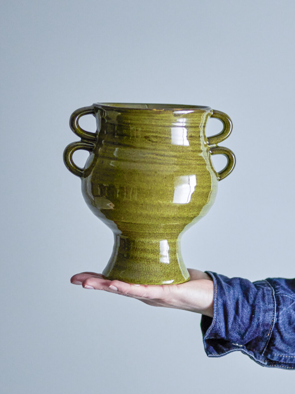 Raia Flowerpot, Green, Stoneware - Image 3