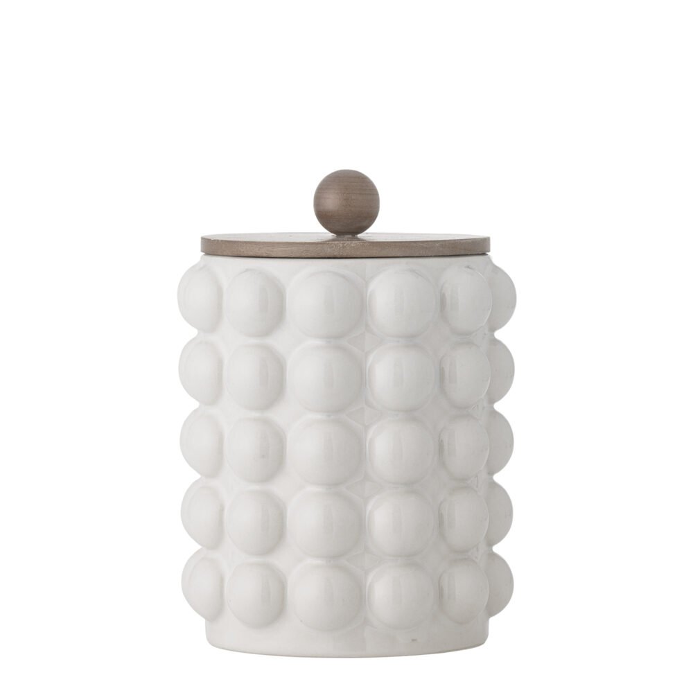 Madge Jar w/Lid, White, Stoneware