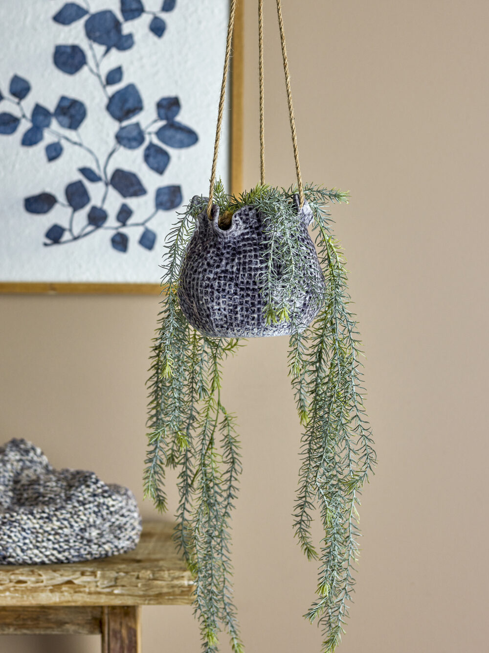 Lottie Flowerpot, Hanging, Blue, Stoneware - Image 3