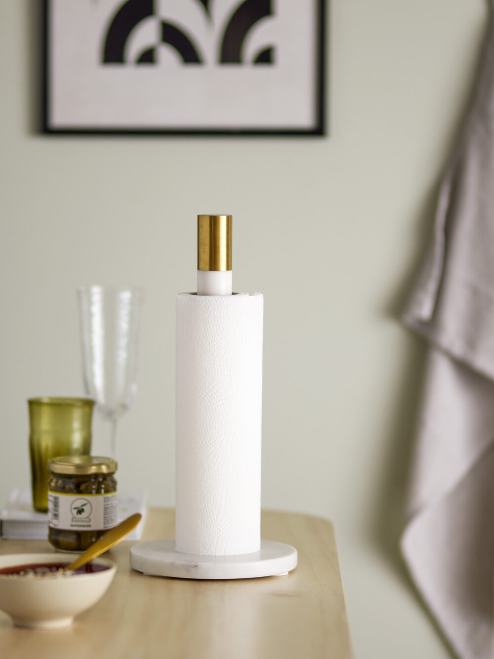 Emira Kitchen Paper Stand, White, Marble - Image 3