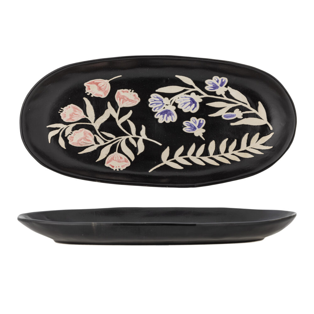 Amberly Serving Tray, Black, Stoneware