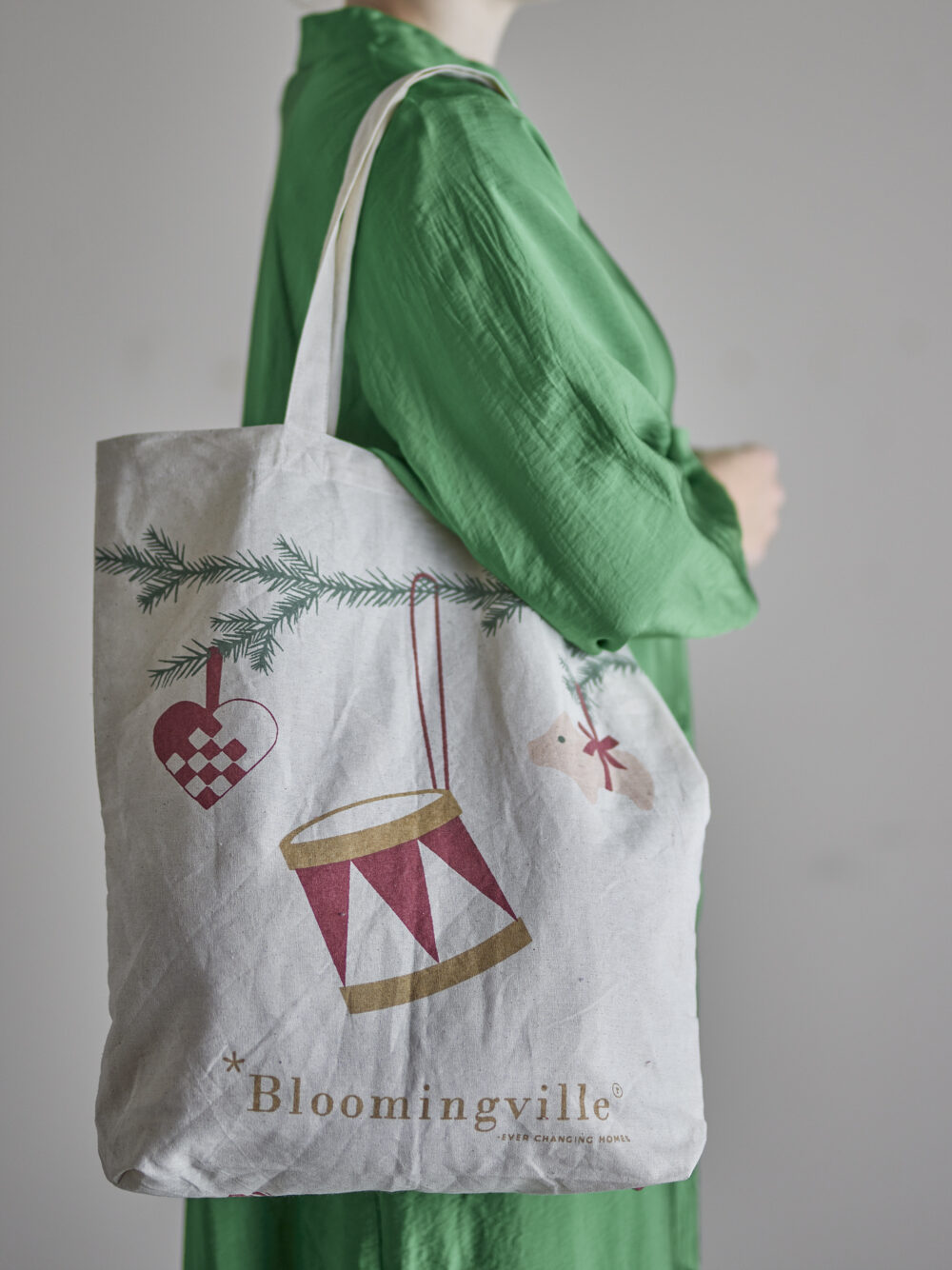 Yule Tote Bag, Red, Cotton - Image 3