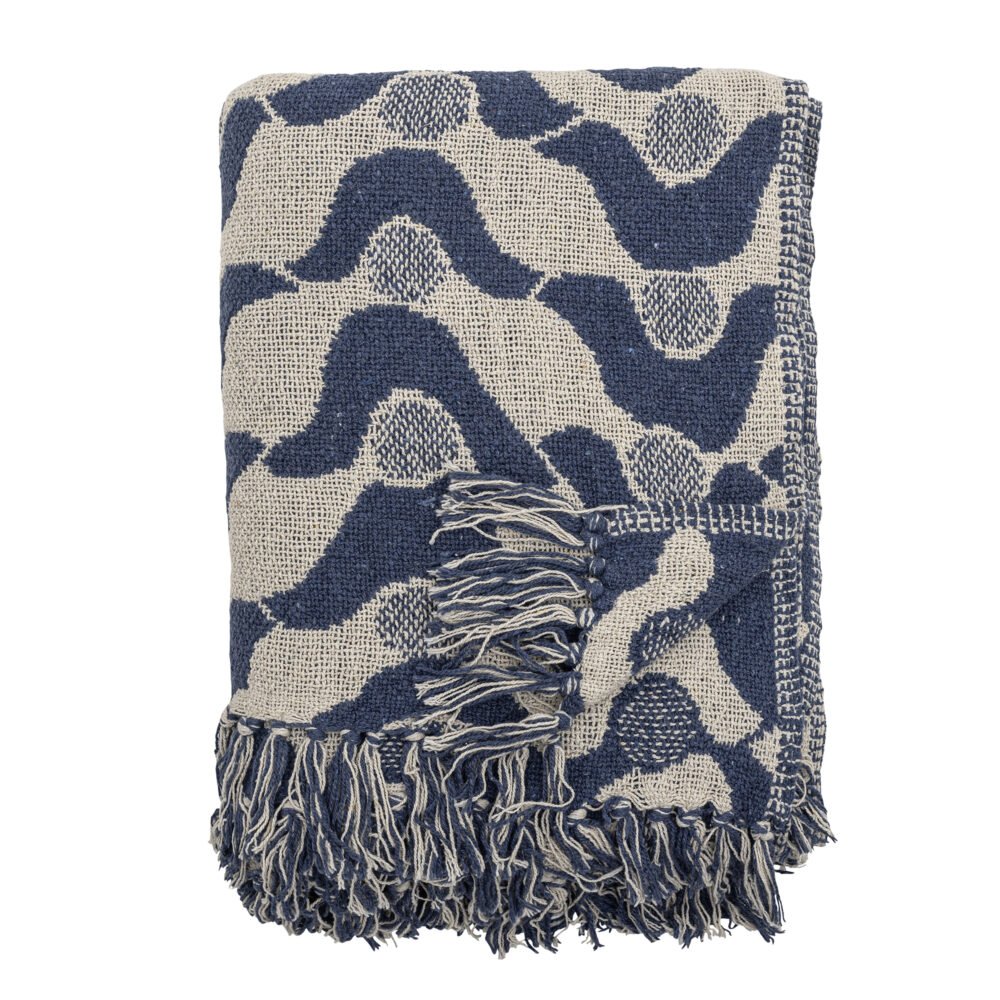 Santena Throw, Blue, Recycled Cotton
