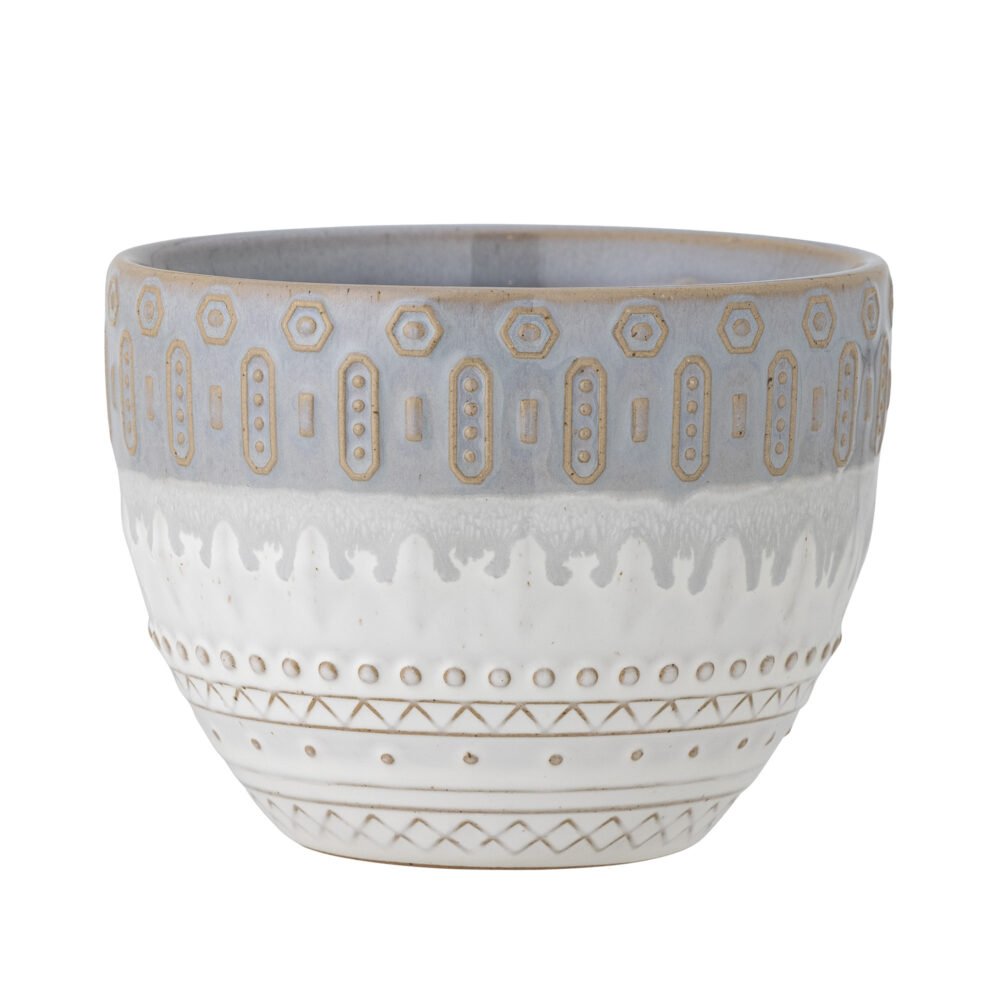 Basel Flowerpot, Grey, Stoneware