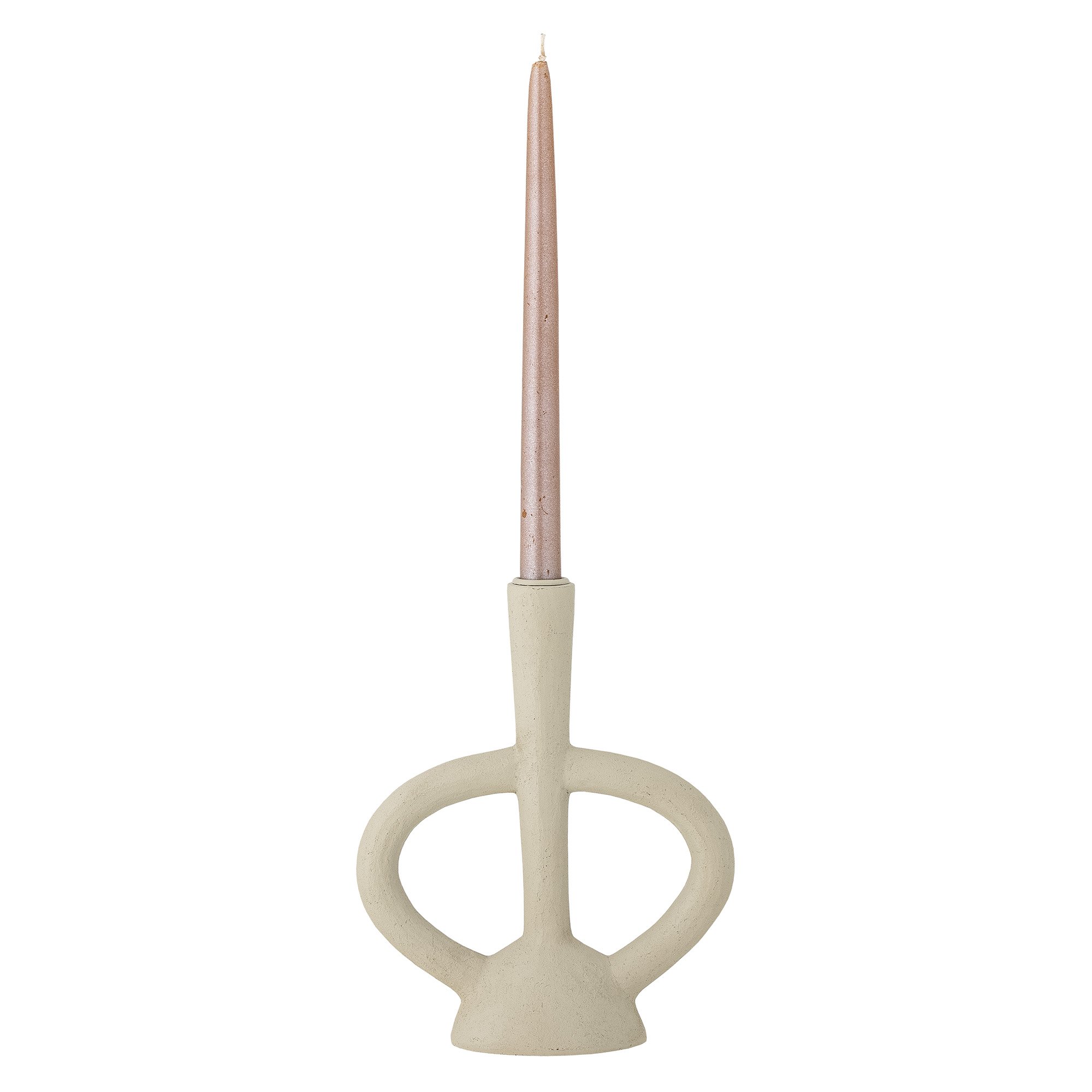 Ramina Candle Holder, White, Polyresin - Image 2