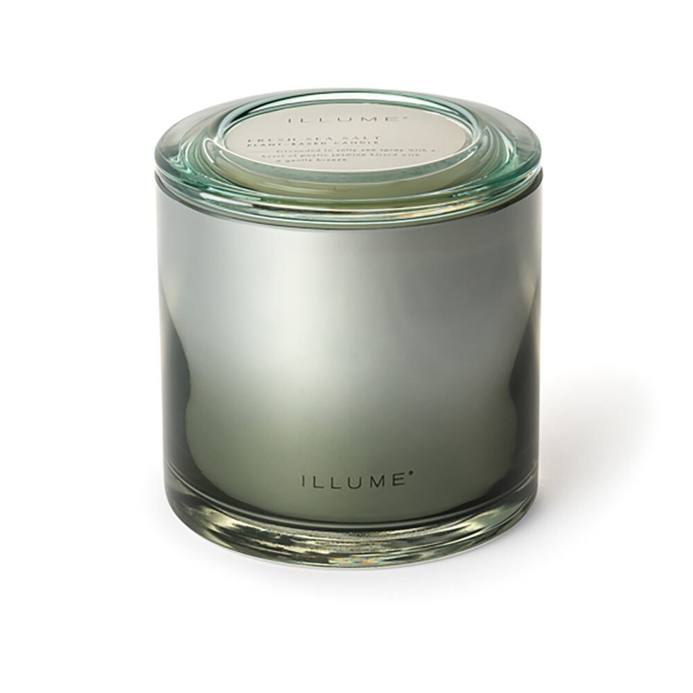 Fresh Sea Salt Statement Glass Candle, Blue,
