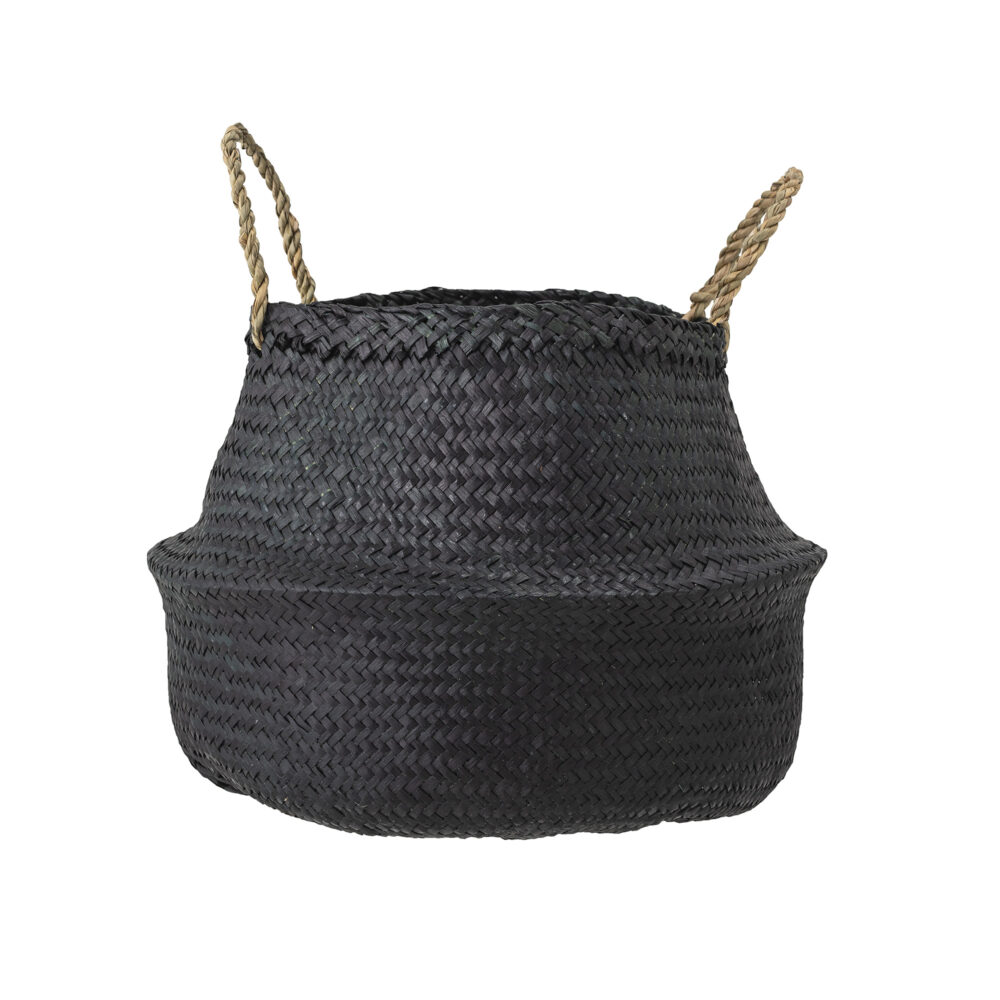 Floria Basket, Black, Seagrass