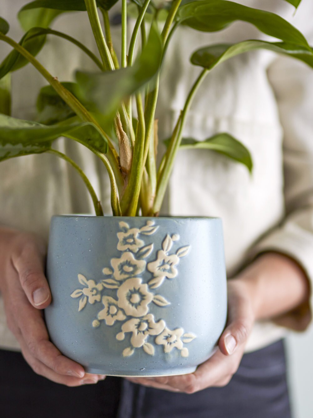 Betino Flowerpot, Blue, Stoneware - Image 2
