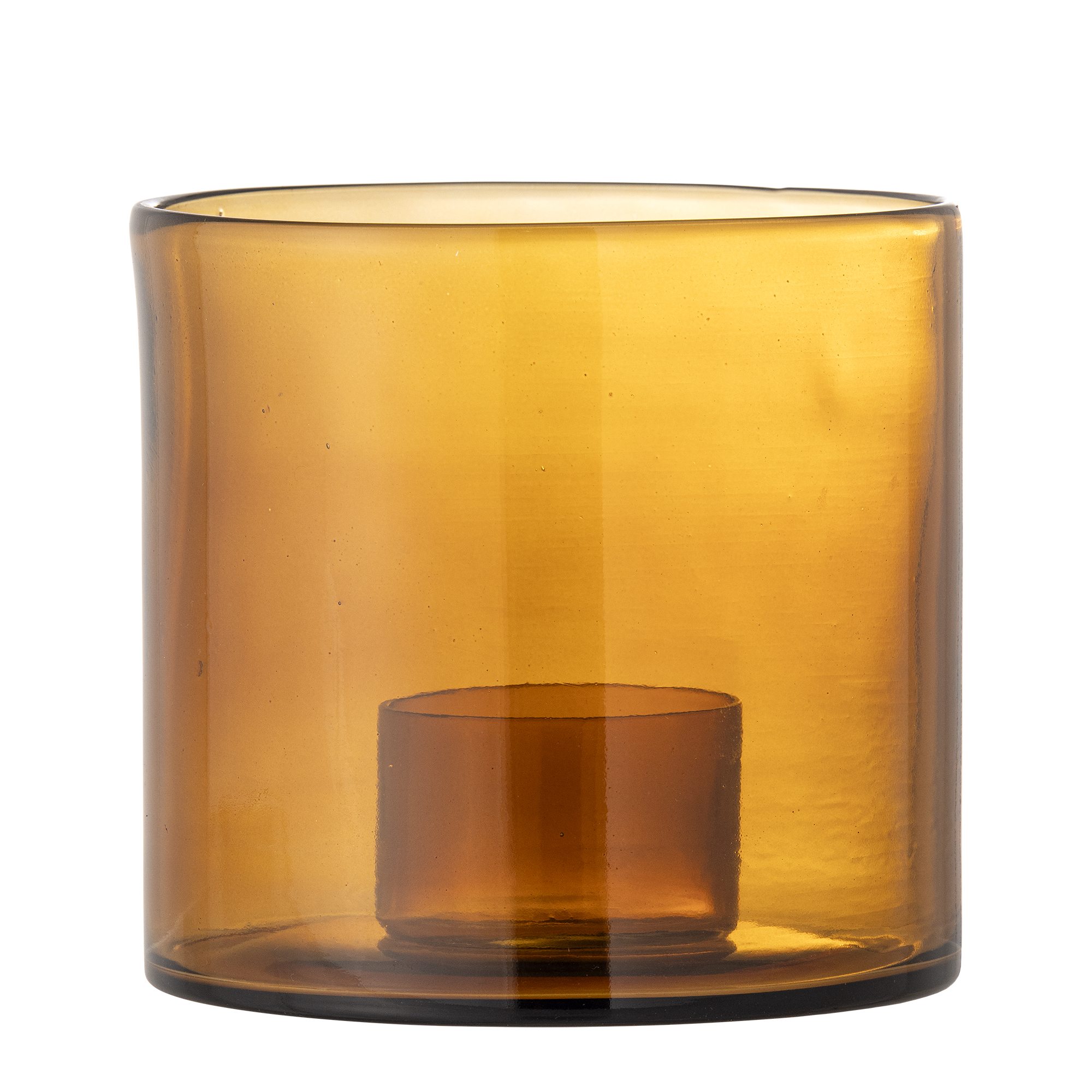 Kahlah Candle Holder, Brown, Recycled Glass