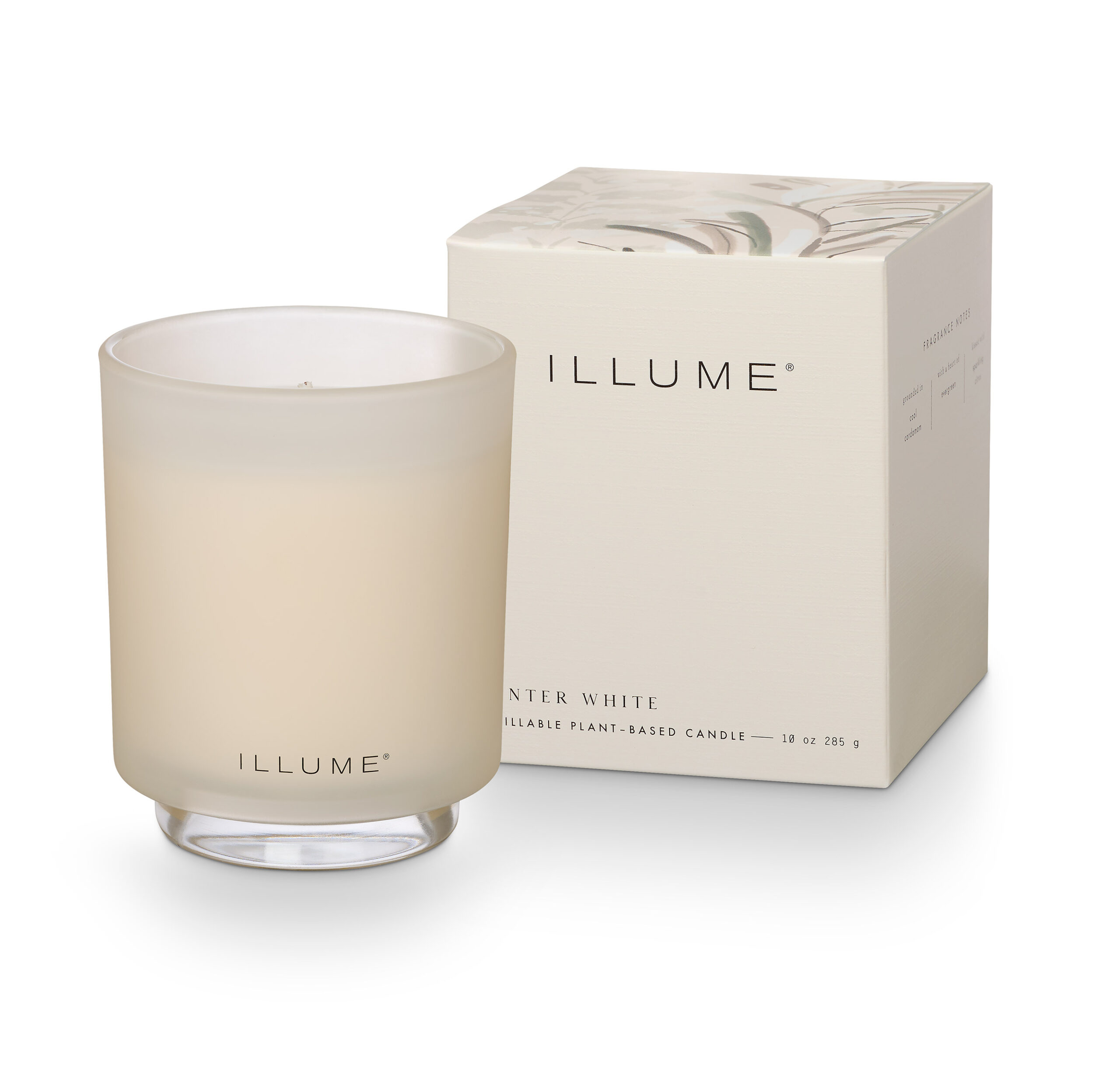 Winter White Box Glass Candle, White,