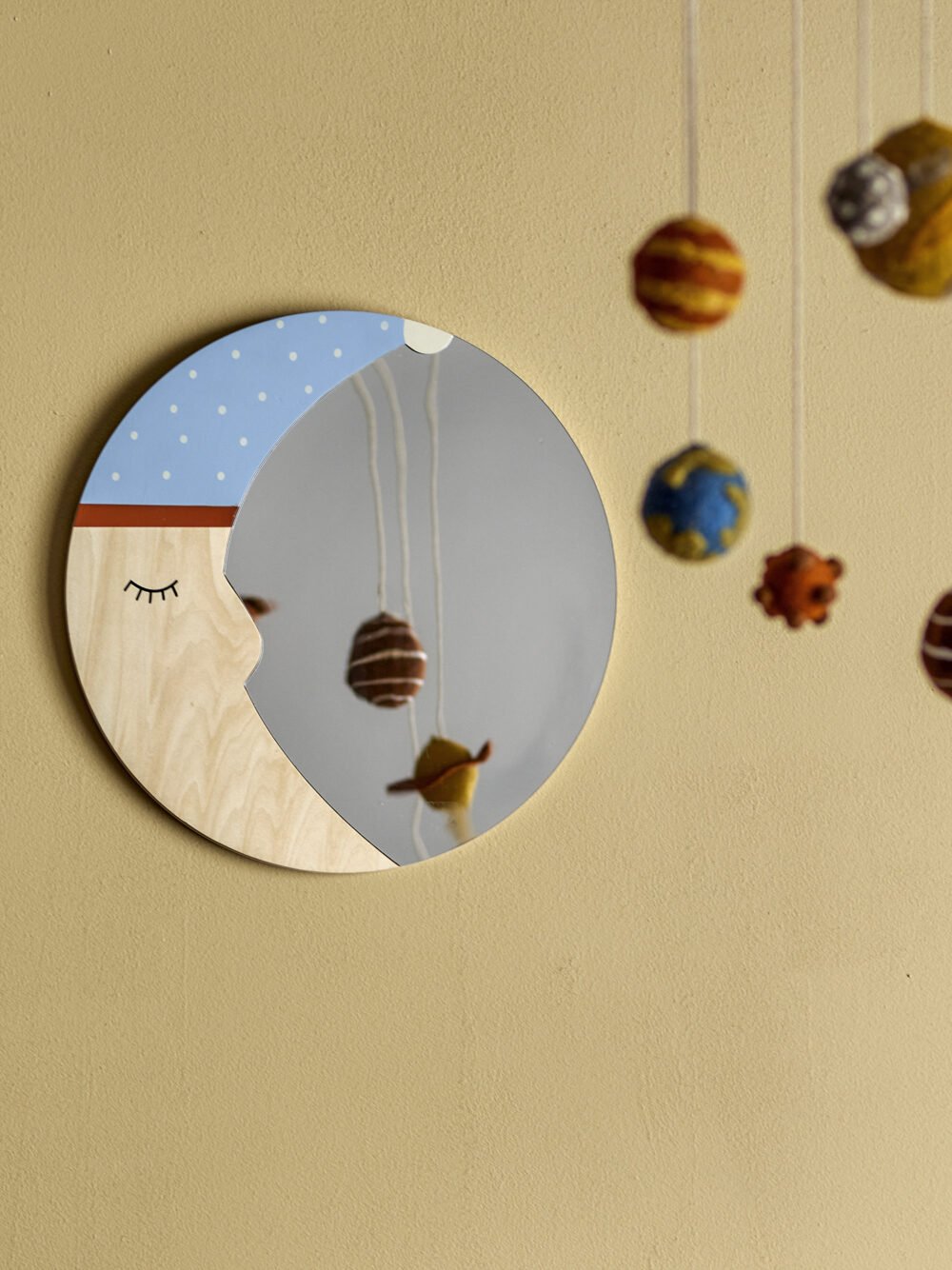 Moony Wall Mirror, Nature, FSC®100% Plywood - Image 3